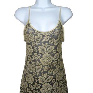 Vintage Val Mode Lingerie Nylon Slip Chemise S Floral Brocade USA Made